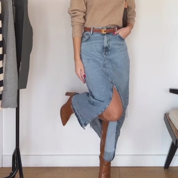 EUC, Gap Button-Front Skirt, Size 8R, Light Wash, Pics Included for Inspiration - Picture 12 of 12